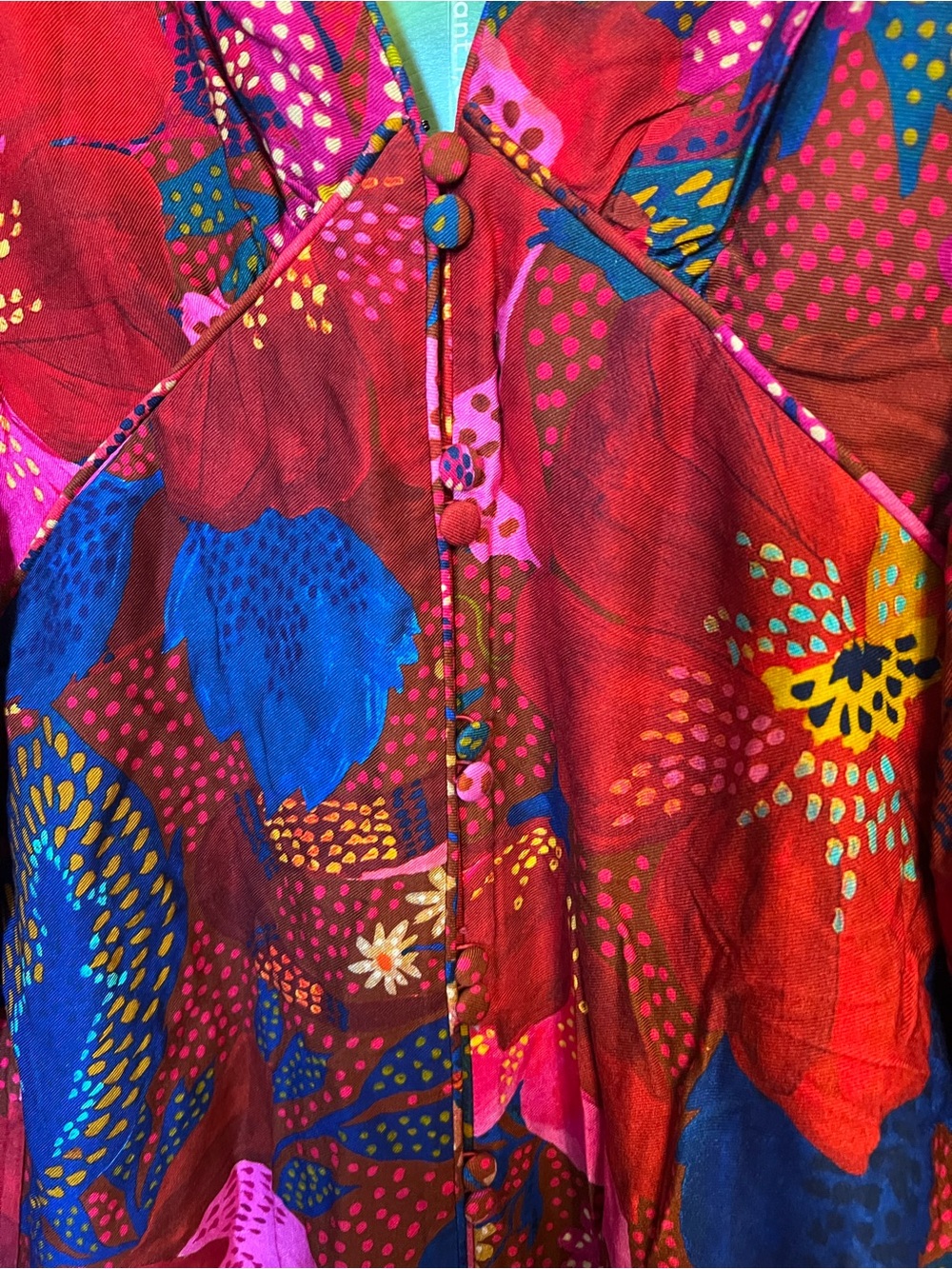 FARM Rio Multicolor Red Floral Patchwork Mini Dress - Picture 7 of 11